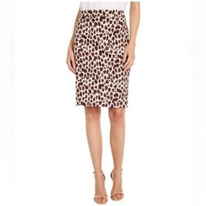 J Crew No 2 Camel Print Pencil Skirt in Cream and Burgundy